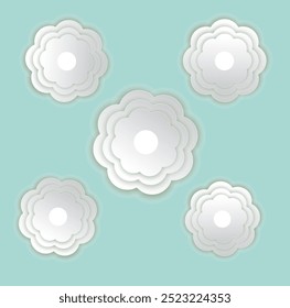 A collection of stylized, white cloud shapes set against a soft turquoise background, exuding a calm, cheerful vibe.