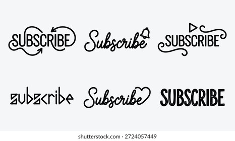 Collection of subscribe buttons in various artistic typography designs