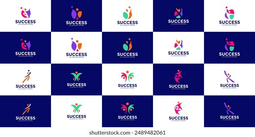collection of successful people logo, reaction, goal point, logo design template.