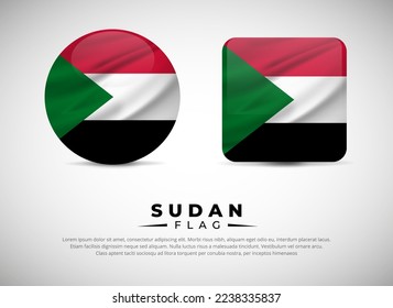 Collection of Sudan flag emblem icon. Sudan flag symbol icon vector.