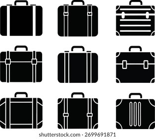 Una colección de iconos de equipaje de maleta