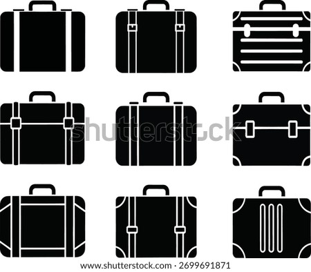 A collection of suitcase baggage icons