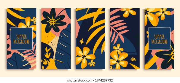 Collection of summer background designs for social media banner. Vector illustration