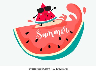 Collection of summer background set with watermelon. Editable vector illustration for invitation, postcard and website banner