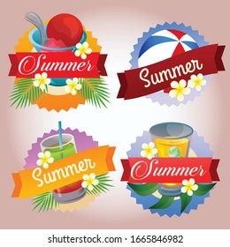 placa de verano de la playa refresco de la bebida vectorial ilustración