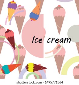 Collection of summer cold dessert. Ice cream. Vector background. Food holiday background.
