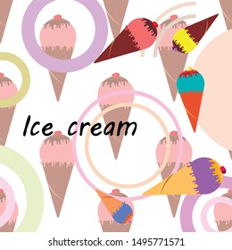 Collection of summer cold dessert. Ice cream. Vector background. Food holiday background.