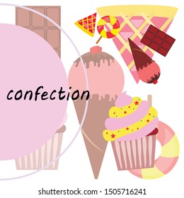 Collection of summer cold dessert. Ice cream. Vector background. Food holiday background.