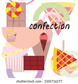 Collection of summer cold dessert. Ice cream. Vector background. Food holiday background.