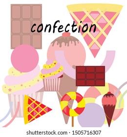 Collection of summer cold dessert. Ice cream. Vector background. Food holiday background.