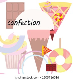 Collection of summer cold dessert. Ice cream. Vector background. Food holiday background.
