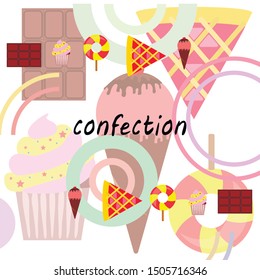 Collection of summer cold dessert. Ice cream. Vector background. Food holiday background.