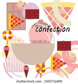 Collection of summer cold dessert. Ice cream. Vector background. Food holiday background.
