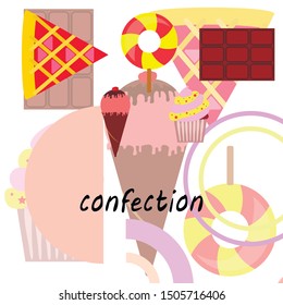Collection of summer cold dessert. Ice cream. Vector background. Food holiday background.
