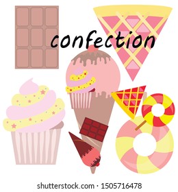 Collection of summer cold dessert. Ice cream. Vector background. Food holiday background.