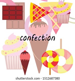 Collection of summer cold dessert. Ice cream. Vector background. Food holiday background