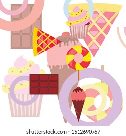 Collection of summer cold dessert. Ice cream. Vector background. Food holiday background