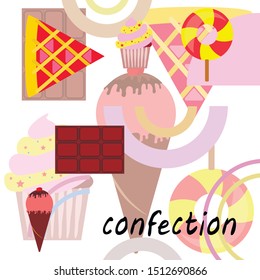 Collection of summer cold dessert. Ice cream. Vector background. Food holiday background