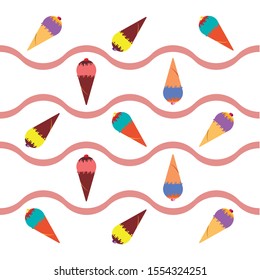 Collection of summer cold dessert. Ice cream. Vector background. Food holiday background.