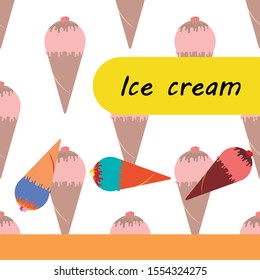 Collection of summer cold dessert. Ice cream. Vector background. Food holiday background.