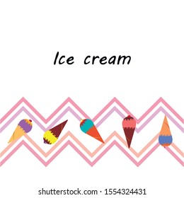 Collection of summer cold dessert. Ice cream. Vector background. Food holiday background.