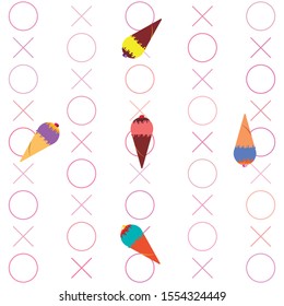 Collection of summer cold dessert. Ice cream. Vector background. Food holiday background.