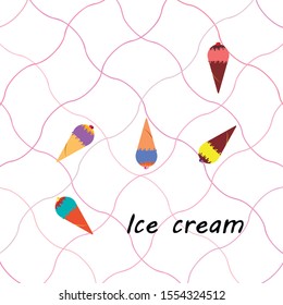 Collection of summer cold dessert. Ice cream. Vector background. Food holiday background.