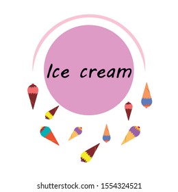 Collection of summer cold dessert. Ice cream. Vector background. Food holiday background.