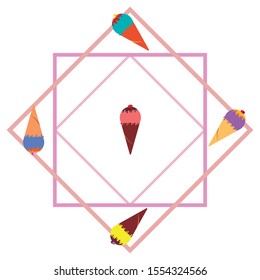 Collection of summer cold dessert. Ice cream. Vector background. Food holiday background.
