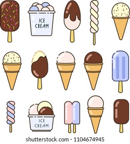 Collection of summer desserts. Ice cream design