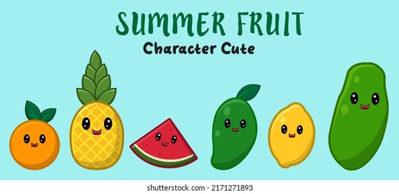 Colección del personaje de la fruta de verano lindo