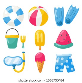 collection of summer icons isolated on white background. vector Illustration.