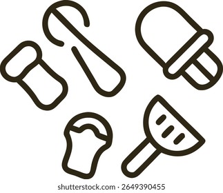 Collection of Summer Icons: Popsicle, Watermelon, Spoon, and More Refreshing Treats