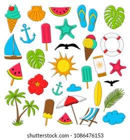 Collection of summer icons. Vector.