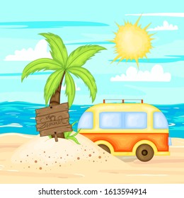 A collection of summer items. Cartoon style. Vector illustration