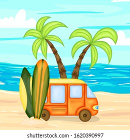 A collection of summer items. Cartoon style. Vector illustration