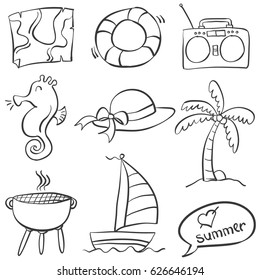 Collection of summer object doodles