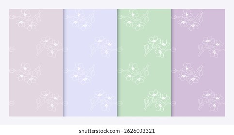 Coleção de padrões de verão com flores de flor de cerejeira. Perfeito para fundo romântico, decoração, cama, embalagem. Imagem vetorial em cores pastel.