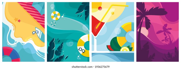 Collection of summer posters. Flyer templates in flat design.