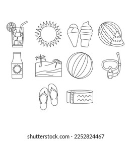collection of summer season icon vector