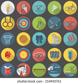 Collection of summer sports vector flat icons, part 2