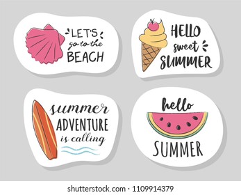 Collection of summer stickers. Vector.