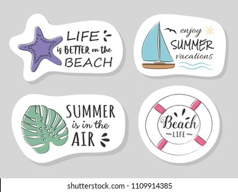 Collection of summer stickers. Vector.