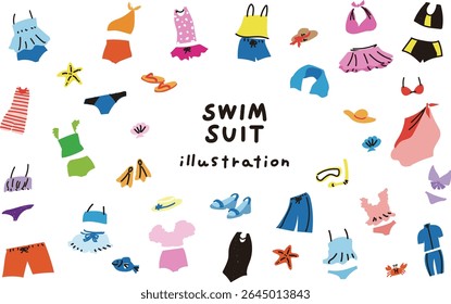 Colección de bañadores de verano. Ilustración vectorial aislada sobre fondo blanco.
