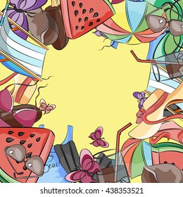 Collection of summer symbols. background. Vector illustration, EPS 10