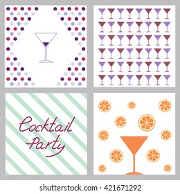 Collection of summer vector backgrounds with cocktails