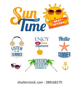 collection of summer vector design elements and icons