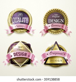 collection of sumptuous golden labels design set