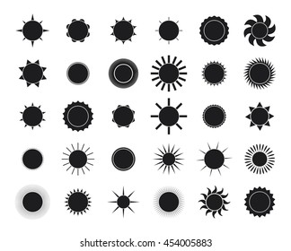 Collection of sun icons isolated on white background. Illustration eps 10. 