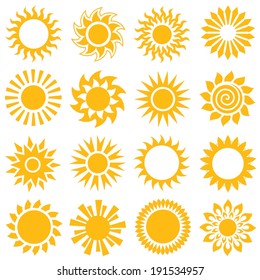 Collection of sun icons. Vector illustration